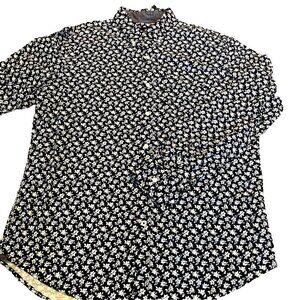 NWT American Eagle Button Down Shirt Men's Large Navy Floral Classic Fit Pocket